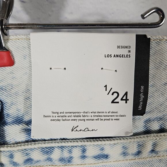 KanCan Ultra High Rise Rambler Denim Shorts Buttonfly Size 1/24 Distressed NWT - Picture 6 of 10